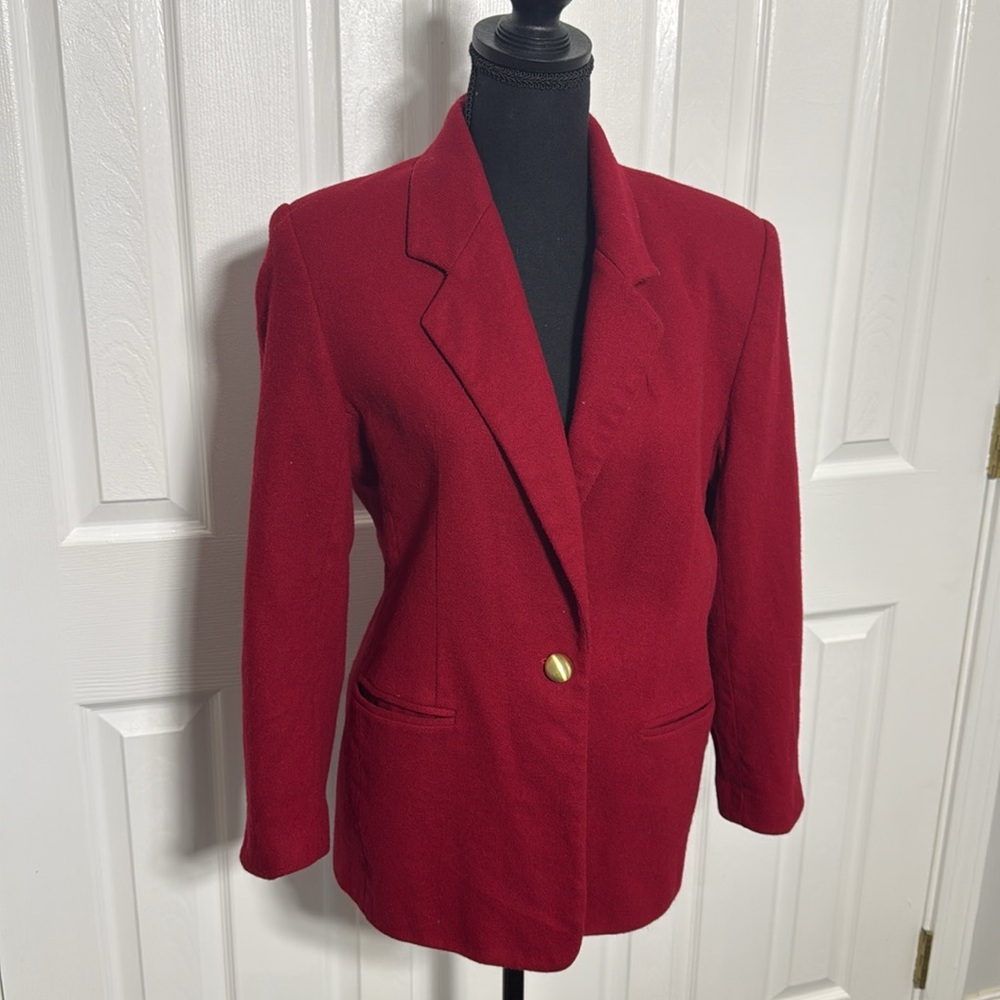 Vintage Leslie Fay Red Wool Blazer - Size 8 - Picture 5 of 9